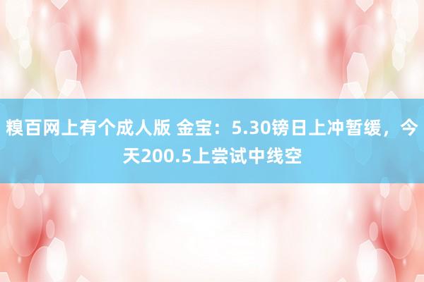 糗百网上有个成人版 金宝：5.30镑日上冲暂缓，今天200.5上尝试中线空